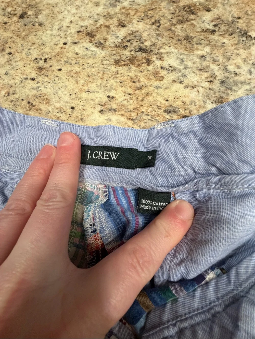 Vintage j.Crew Madras Multi-Color Plaid Patchwork Men’s Shorts Size 36